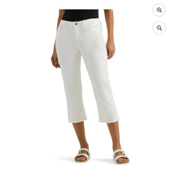 Lee Womens 16 White Mid Rise Regular Fit Denim Capri 22" Inseam NWT - Picture 3 of 11